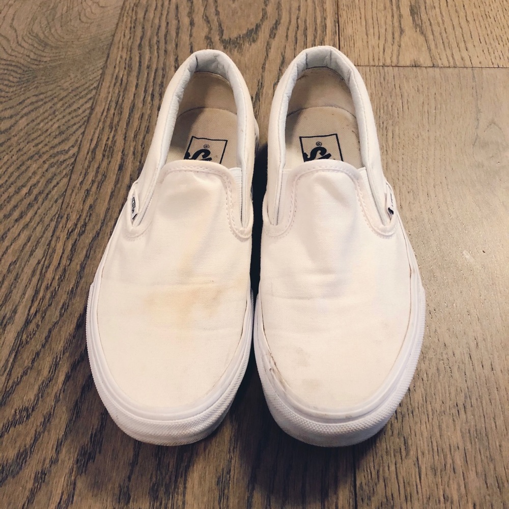 Vans White Slip-Ons